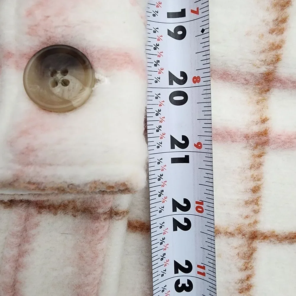 Joie‎ Women's Plaid Jacket Button Up Long Shacket In Pink White Size S/P READ